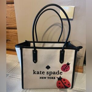 NWOT Kate Spade Ella Ladybug Large Embroidered Tote.